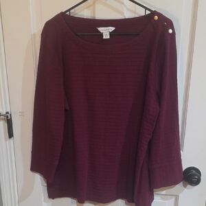 Liz Claiborne Maroon Tunic with Gold Accents